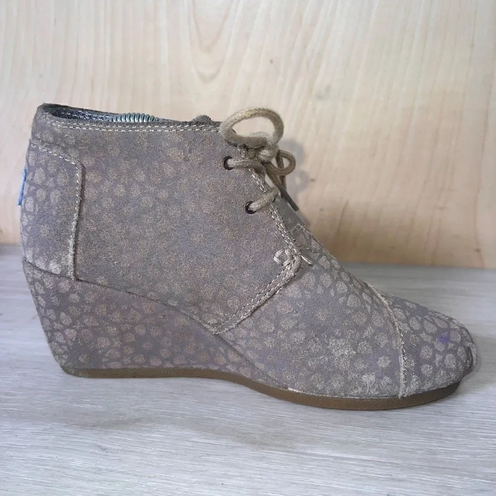 Toms Desert Taupe Moroccan‎ Wedge Booties Suede 380813 Woman's 7